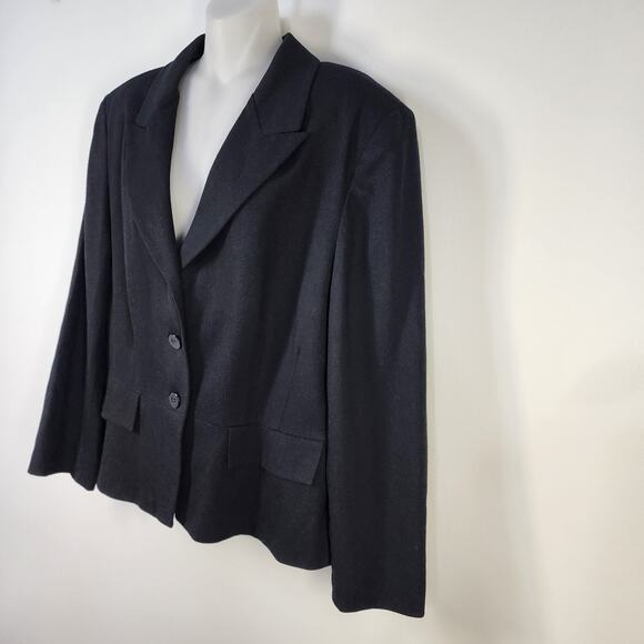 Vtg Pendleton Blazer Womens 14 Career Black 3 Button Jacket Faux Pockets Wool - Picture 5 of 9